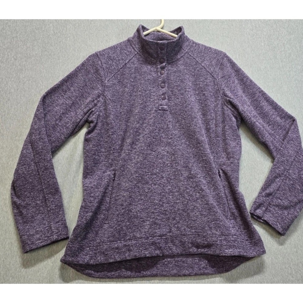 Duluth Frost Lake Fleece Pullover Jacket Womens Large Purple Warm Raglan Sleeve